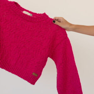 Tricot Cropped Oversized  Algodao Fucsia3