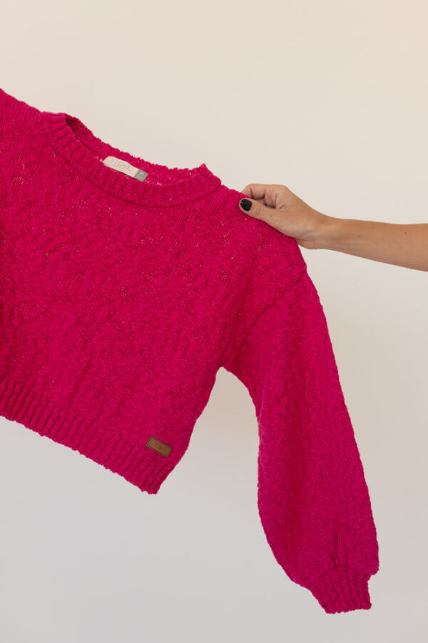 Tricot Cropped Oversized  Algodao Fucsia3