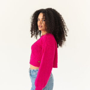 Tricot Cropped Oversized  Algodao Fucsia4