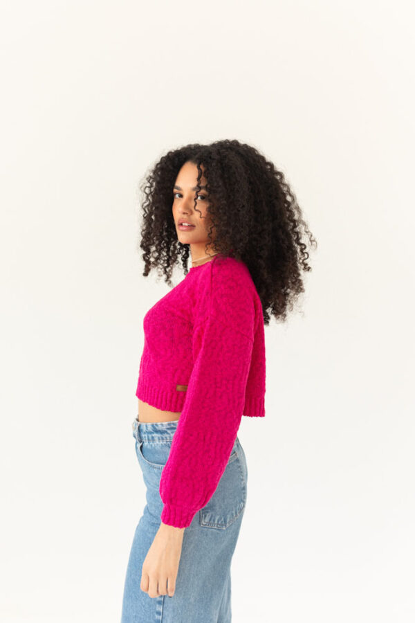 Tricot Cropped Oversized  Algodao Fucsia4