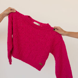Tricot Cropped Oversized  Algodao Fucsia5
