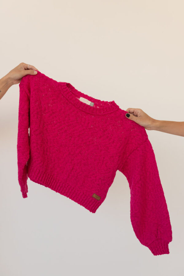 Tricot Cropped Oversized  Algodao Fucsia5