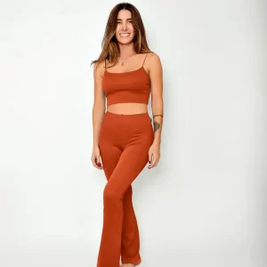 Calça Bailarina Canelada Tight Caramelo